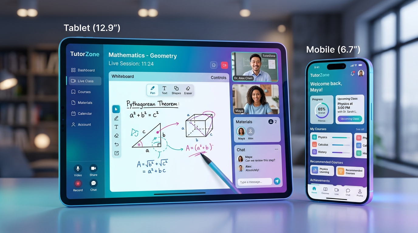 TutorZone E-Learning Mobile & Tablet App